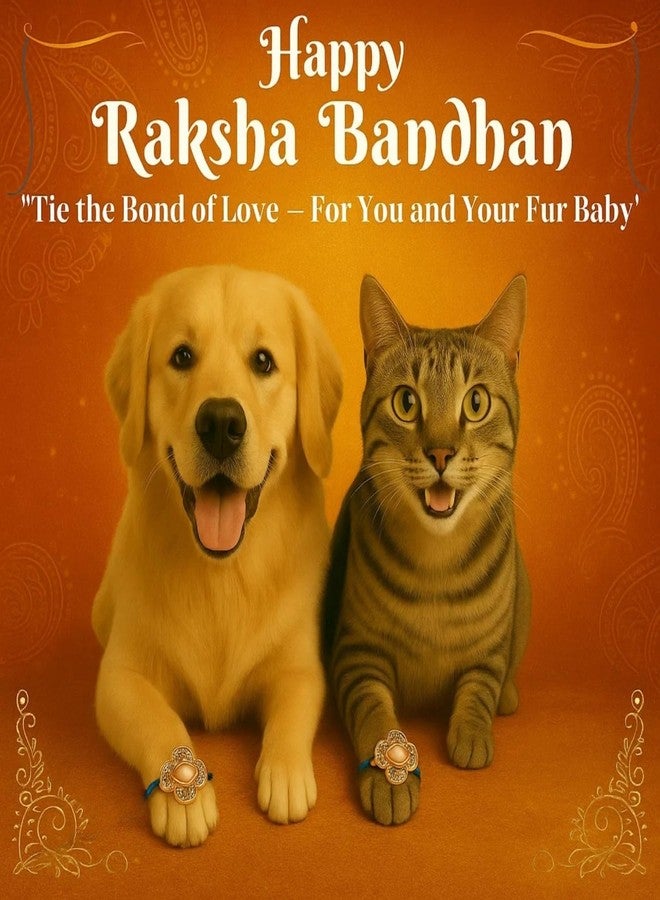 ويستيرن إرا راخي أنيق للحيوانات الأليفة من العصر الغربي للكلاب والقطط | رولي تشاول | هدية راكشا باندهان مصنوعة يدويًا لأخيك ذي الفراء | الحب والتقاليد والترابط | راخي بتصميم مميز | احتفل بالحب الرائع (النمط 34) - Image 2